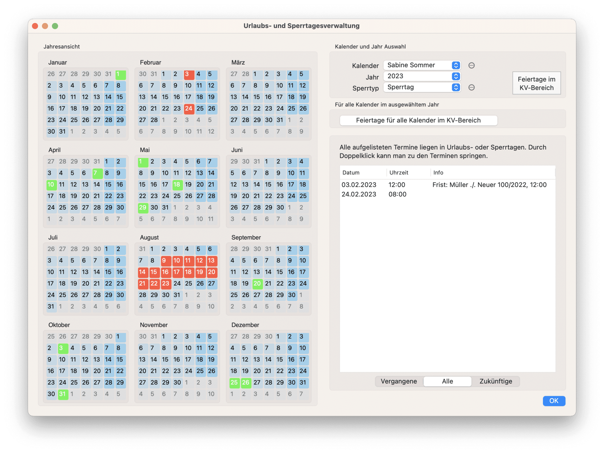 Kanzlaw Handbuch Kalender Sperr Und Urlaubstage Verwaltung